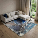 8' X 10' Navy Blue And Charcoal Abstract Washable Area Rug With UV Protection - HomeRoots - Flyclothing LLC