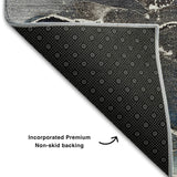 8' X 10' Navy Blue And Charcoal Abstract Washable Area Rug With UV Protection - HomeRoots - Flyclothing LLC