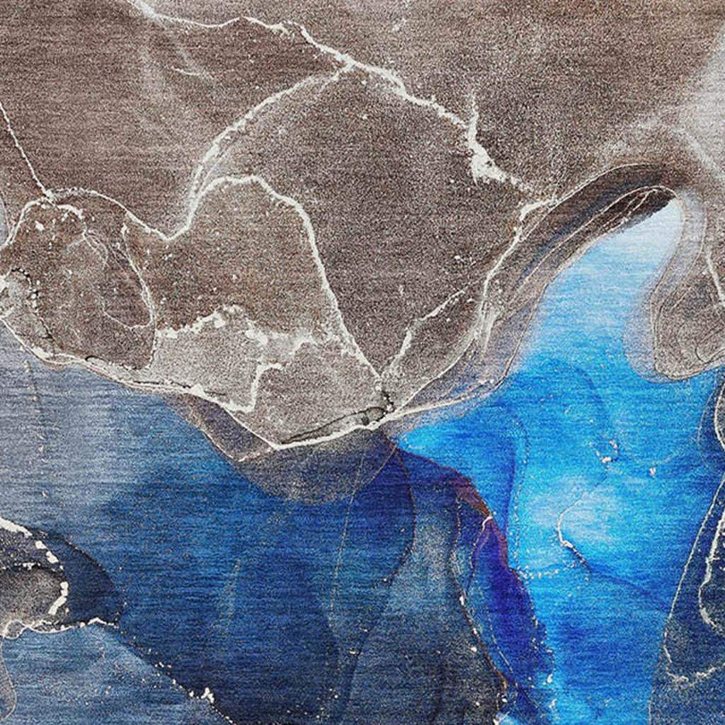 9' X 12' Navy Blue And Charcoal Abstract Washable Area Rug With UV Protection - HomeRoots - Flyclothing LLC
