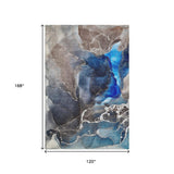 10' X 14' Navy Blue And Charcoal Abstract Washable Area Rug With UV Protection - HomeRoots - Flyclothing LLC