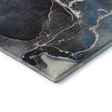 10' X 14' Navy Blue And Charcoal Abstract Washable Area Rug With UV Protection - HomeRoots - Flyclothing LLC