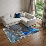 10' X 14' Navy Blue And Charcoal Abstract Washable Area Rug With UV Protection - HomeRoots - Flyclothing LLC