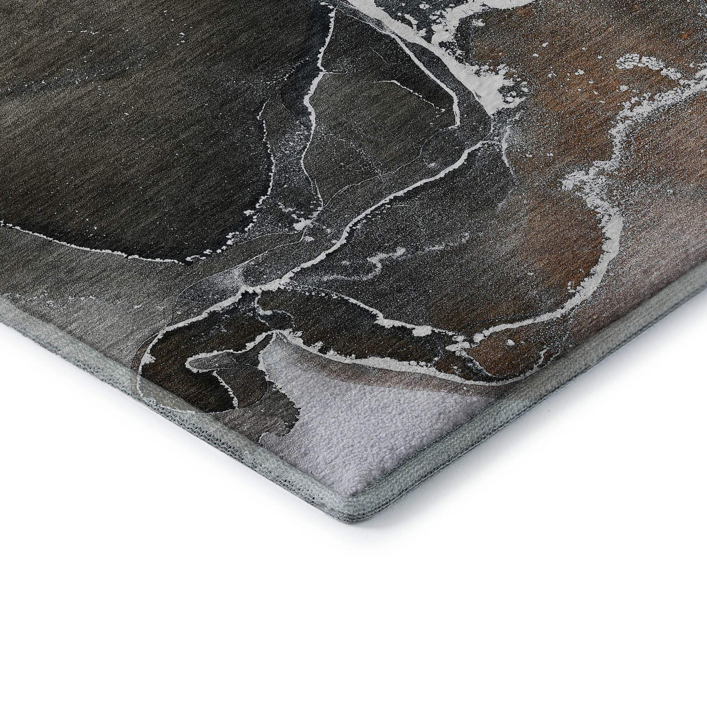 5' X 8' Orange And Charcoal Abstract Washable Area Rug With UV Protection - HomeRoots - Flyclothing LLC