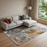 8' X 10' Orange And Charcoal Abstract Washable Area Rug With UV Protection - HomeRoots - Flyclothing LLC