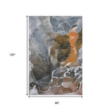 8' X 10' Orange And Charcoal Abstract Washable Area Rug With UV Protection - HomeRoots - Flyclothing LLC