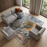 9' X 12' Orange And Charcoal Abstract Washable Area Rug With UV Protection - HomeRoots - Flyclothing LLC
