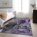 3' X 5' Purple And Charcoal Abstract Washable Area Rug With UV Protection - HomeRoots - Flyclothing LLC