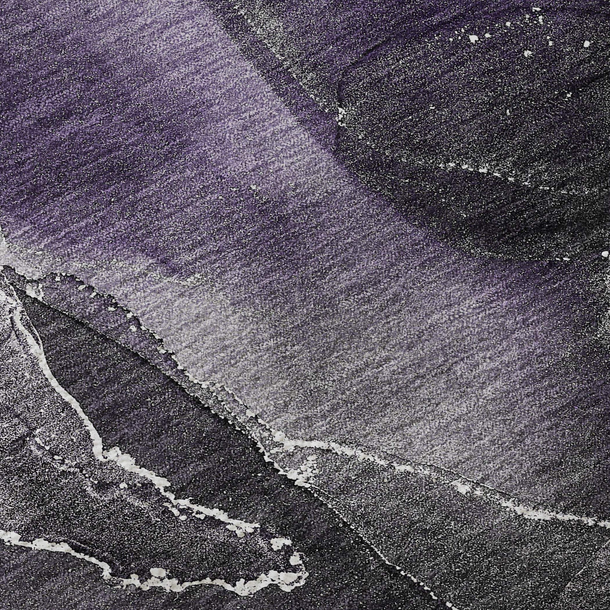 3' X 5' Purple And Charcoal Abstract Washable Area Rug With UV Protection - HomeRoots - Flyclothing LLC