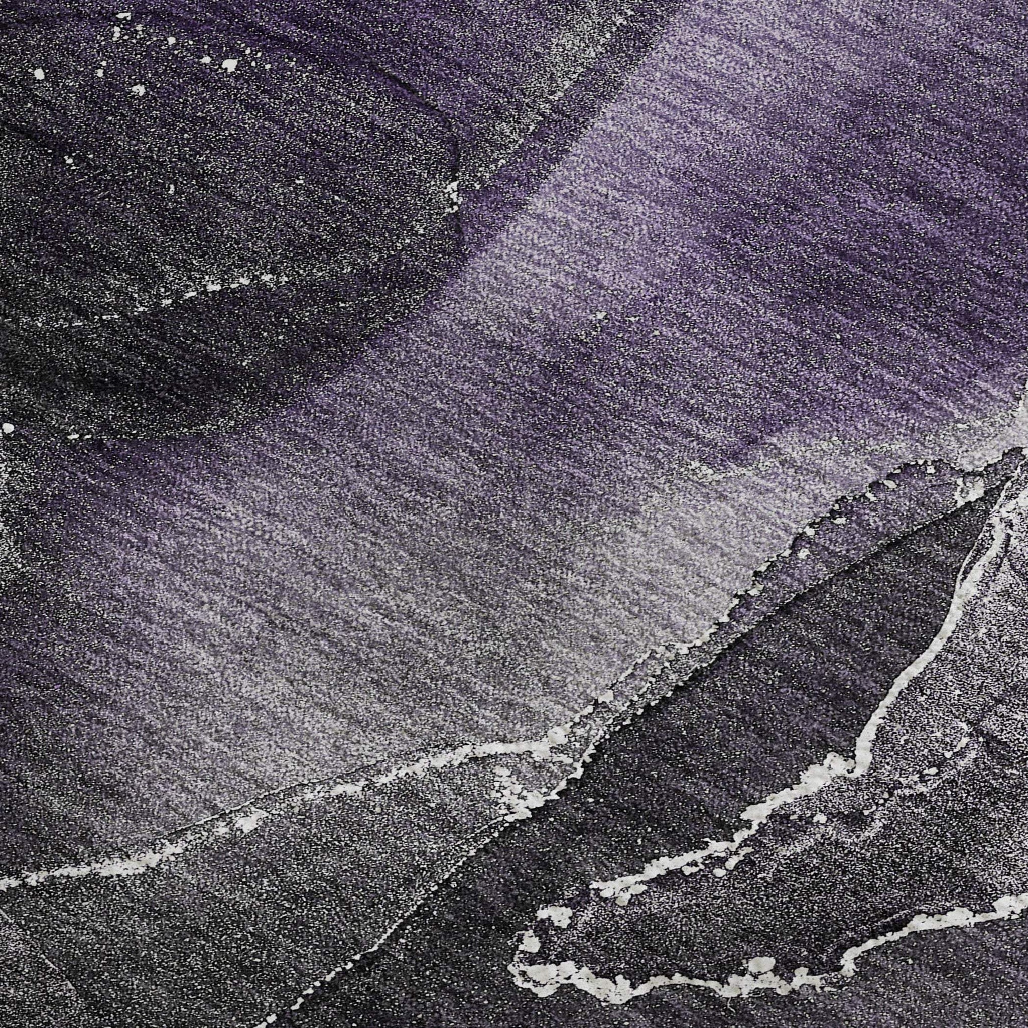 3' X 5' Purple And Charcoal Abstract Washable Area Rug With UV Protection - HomeRoots - Flyclothing LLC