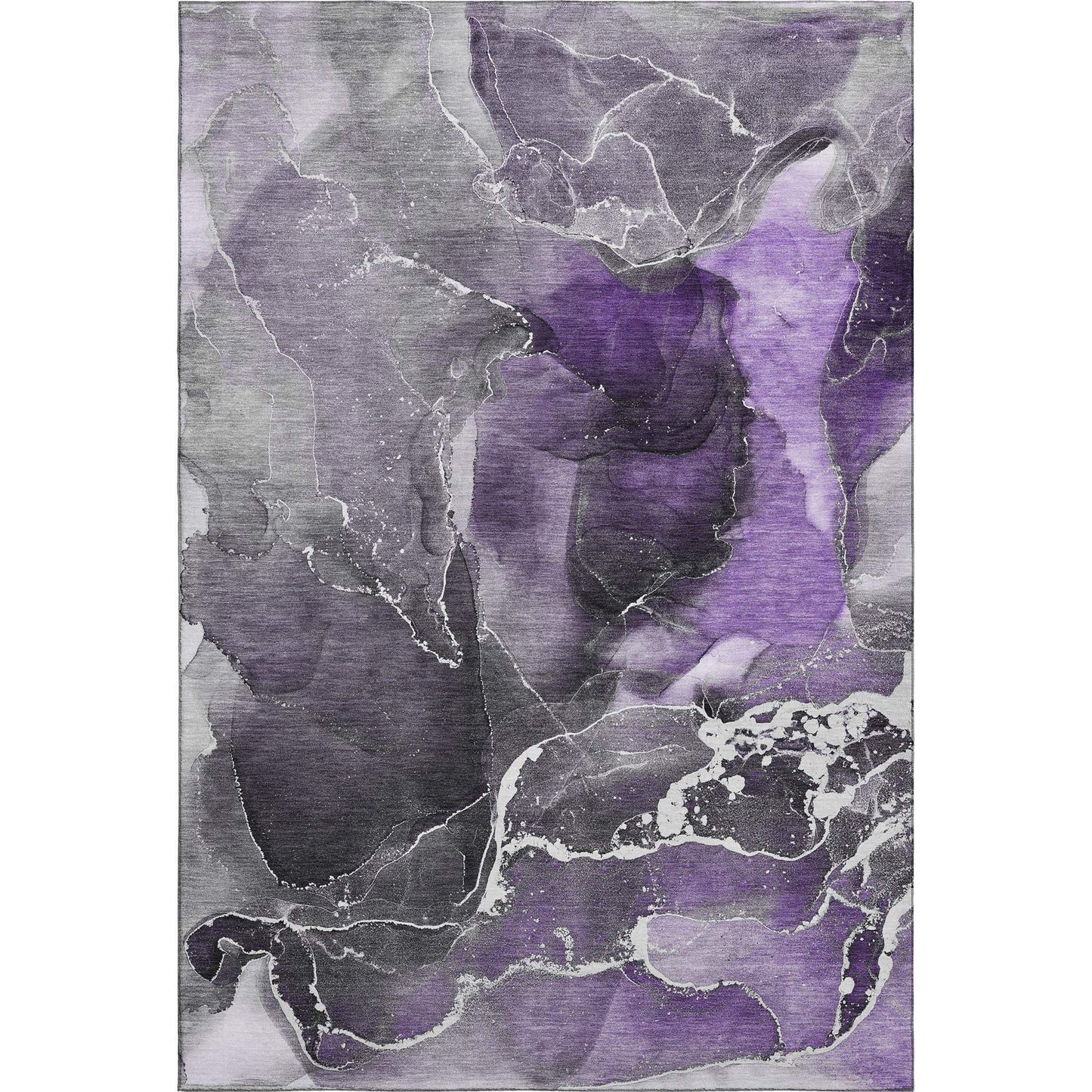 5' X 8' Purple And Charcoal Abstract Washable Area Rug With UV Protection - HomeRoots - Flyclothing LLC