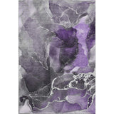 5' X 8' Purple And Charcoal Abstract Washable Area Rug With UV Protection - HomeRoots - Flyclothing LLC