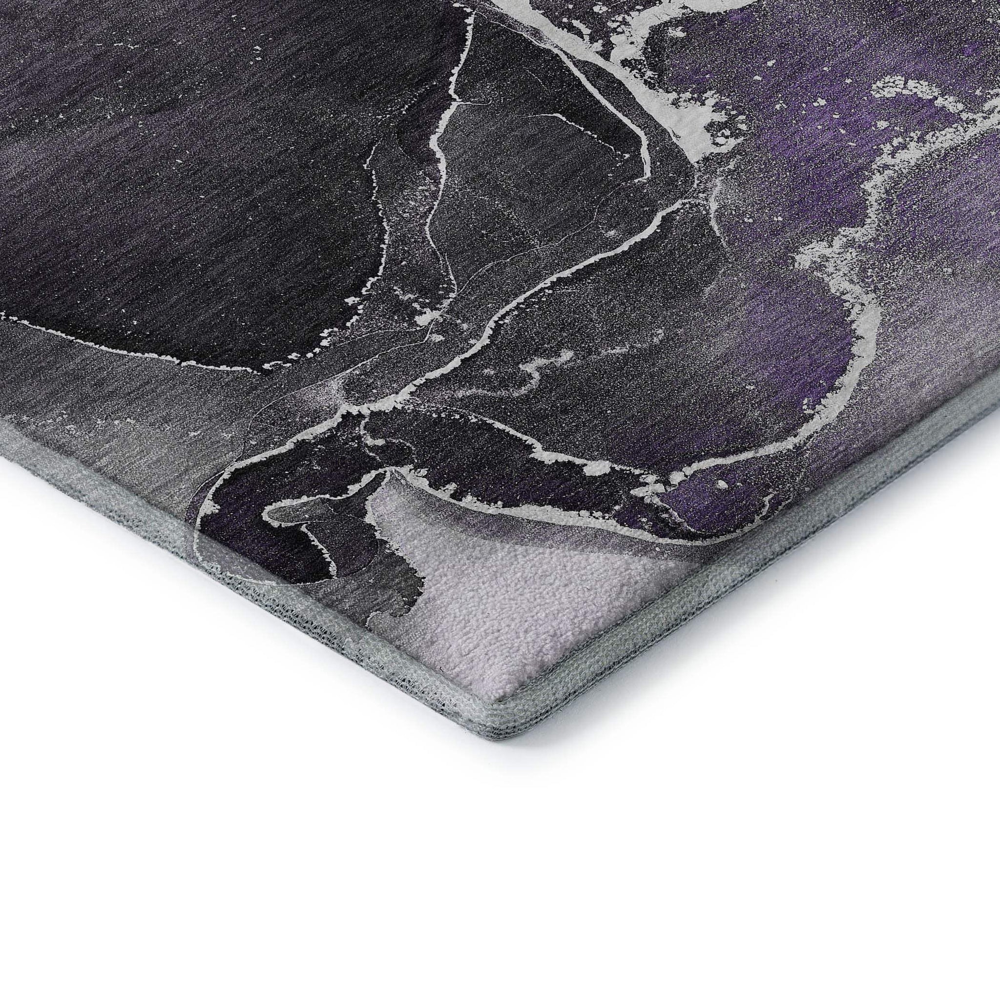 5' X 8' Purple And Charcoal Abstract Washable Area Rug With UV Protection - HomeRoots - Flyclothing LLC