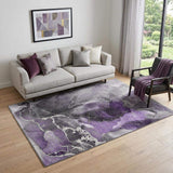 5' X 8' Purple And Charcoal Abstract Washable Area Rug With UV Protection - HomeRoots - Flyclothing LLC