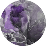 8' Purple And Charcoal Abstract Washable Round Rug With UV Protection - HomeRoots - Flyclothing LLC