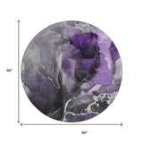 8' Purple And Charcoal Abstract Washable Round Rug With UV Protection - HomeRoots - Flyclothing LLC