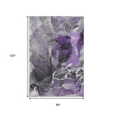 8' X 10' Purple And Charcoal Abstract Washable Area Rug With UV Protection - HomeRoots - Flyclothing LLC
