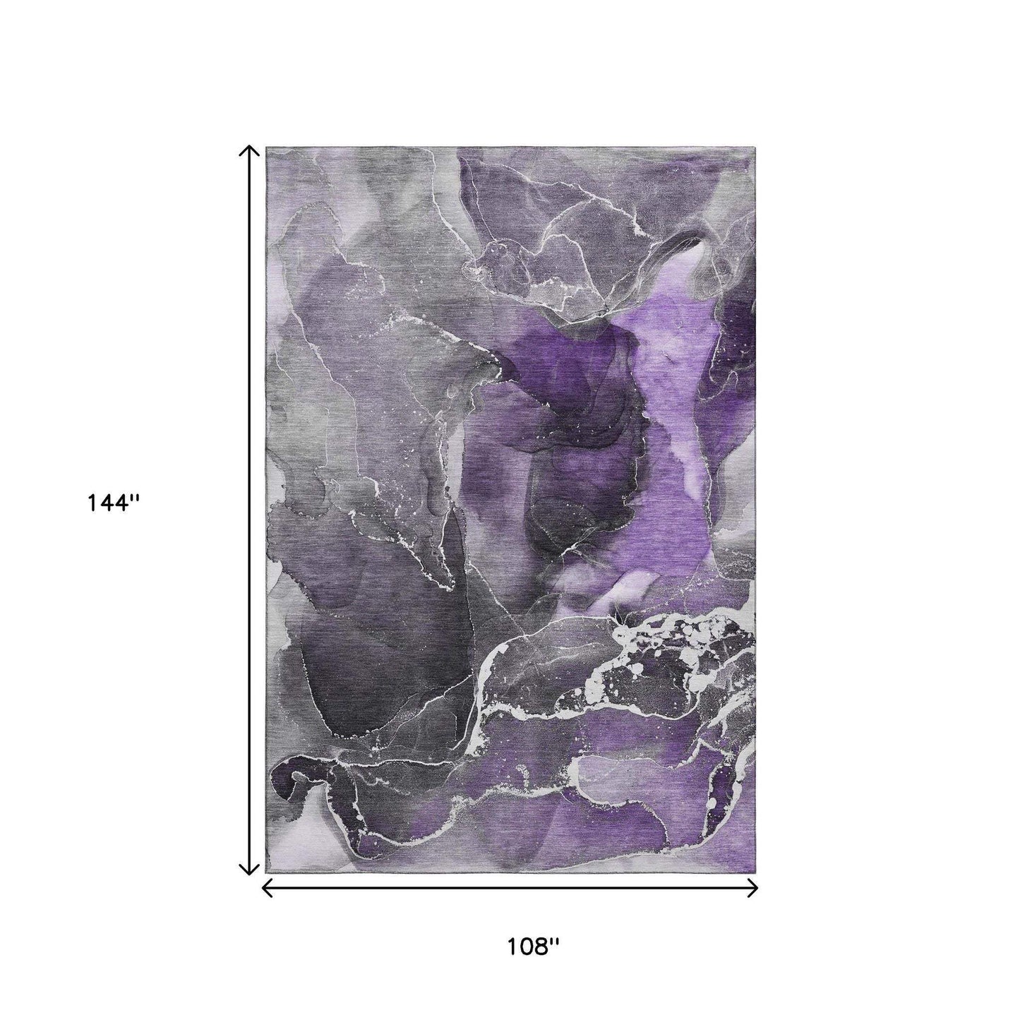 9' X 12' Purple And Charcoal Abstract Washable Area Rug With UV Protection - HomeRoots - Flyclothing LLC