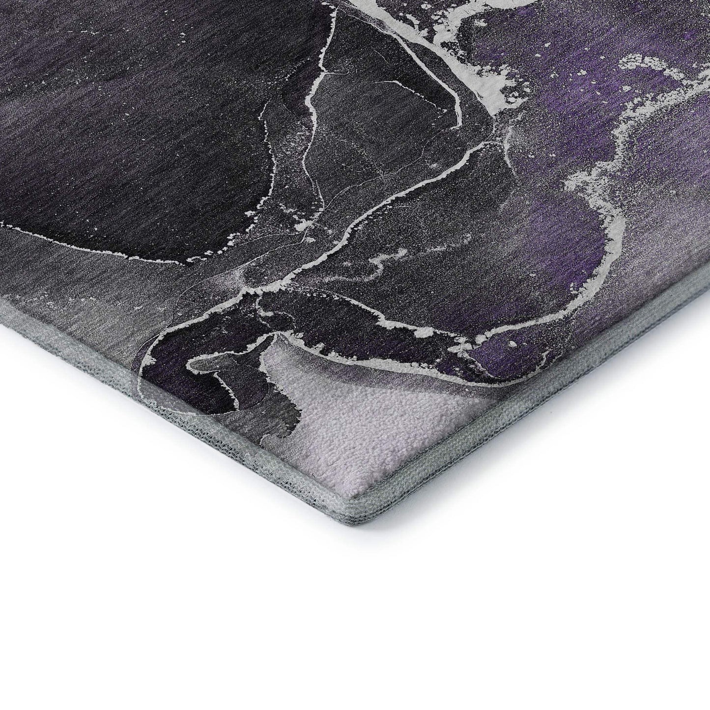 9' X 12' Purple And Charcoal Abstract Washable Area Rug With UV Protection - HomeRoots - Flyclothing LLC
