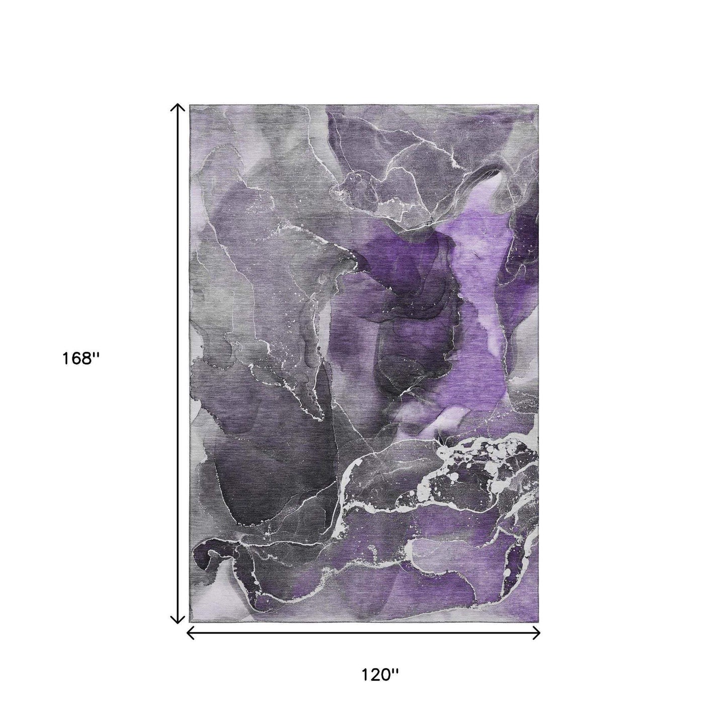 10' X 14' Purple And Charcoal Abstract Washable Area Rug With UV Protection - HomeRoots - Flyclothing LLC