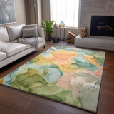 3' X 5' Blue Green And Orange Abstract Washable Area Rug With UV Protection - HomeRoots - Flyclothing LLC