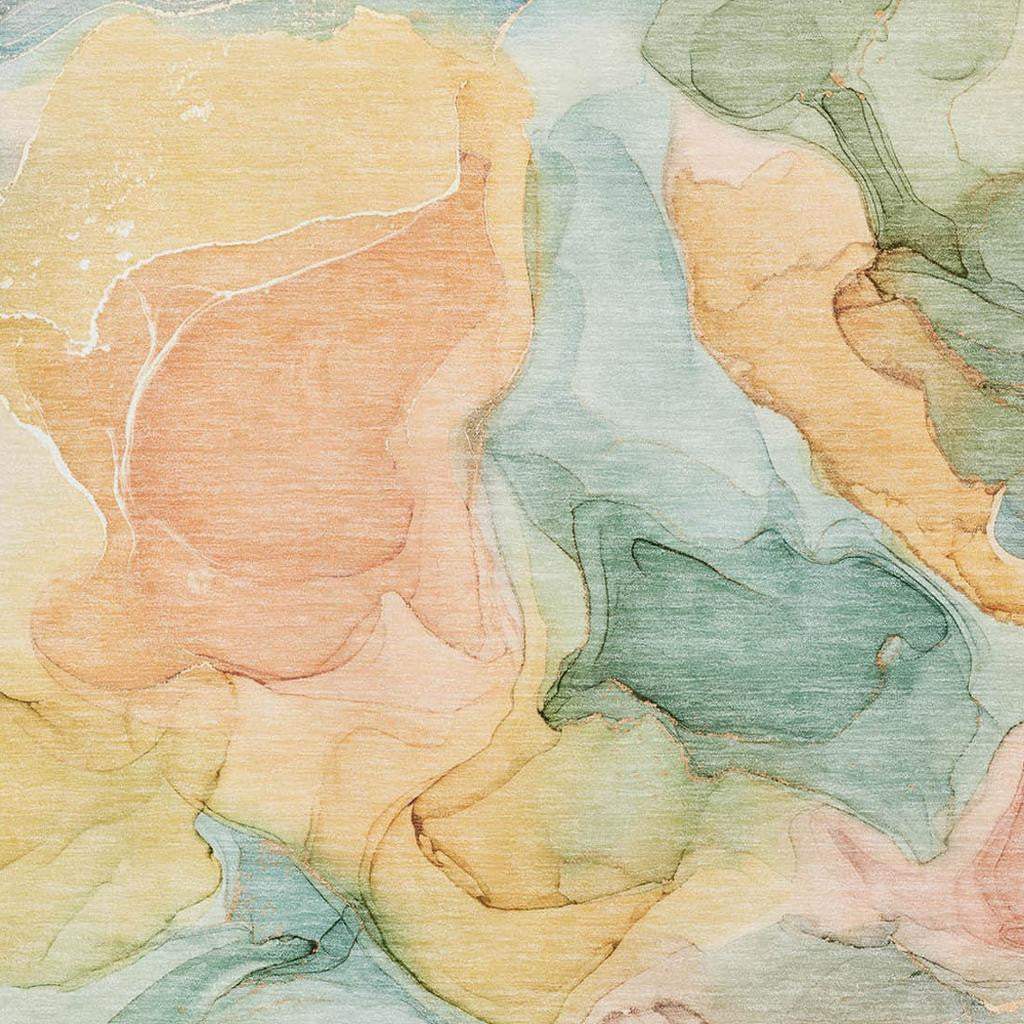3' X 5' Blue Green And Orange Abstract Washable Area Rug With UV Protection - HomeRoots - Flyclothing LLC