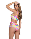 Roma Costume 6466 Shimmer Multi-Colored Keyhole Cropped Top - Roma Costume