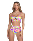 Roma Costume 6466 Shimmer Multi-Colored Keyhole Cropped Top - Roma Costume