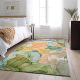 5' X 8' Blue Green And Orange Abstract Washable Area Rug With UV Protection - HomeRoots - Flyclothing LLC