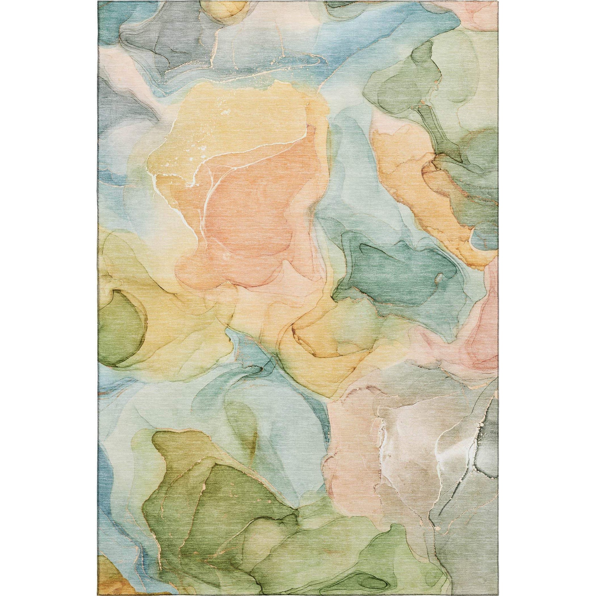 5' X 8' Blue Green And Orange Abstract Washable Area Rug With UV Protection - HomeRoots - Flyclothing LLC