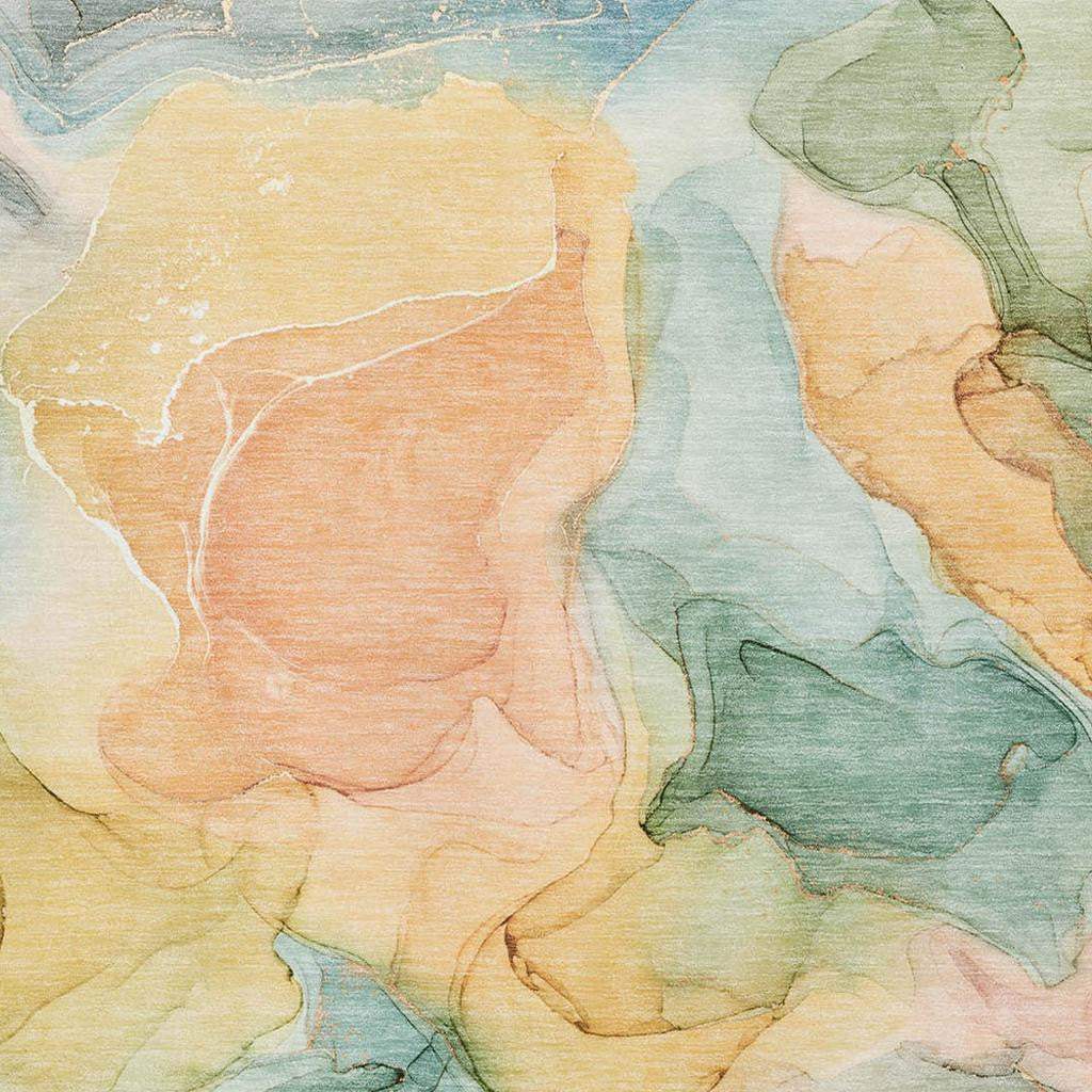 5' X 8' Blue Green And Orange Abstract Washable Area Rug With UV Protection - HomeRoots - Flyclothing LLC
