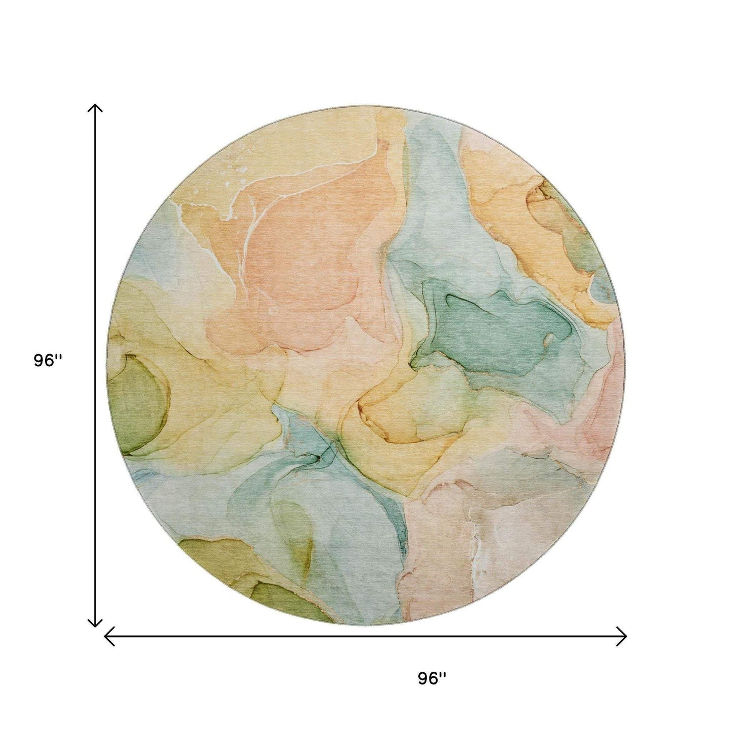 8' Blue Green And Orange Abstract Washable Round Rug With UV Protection - HomeRoots - Flyclothing LLC