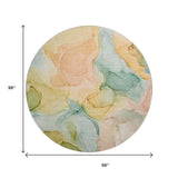 8' Blue Green And Orange Abstract Washable Round Rug With UV Protection - HomeRoots - Flyclothing LLC