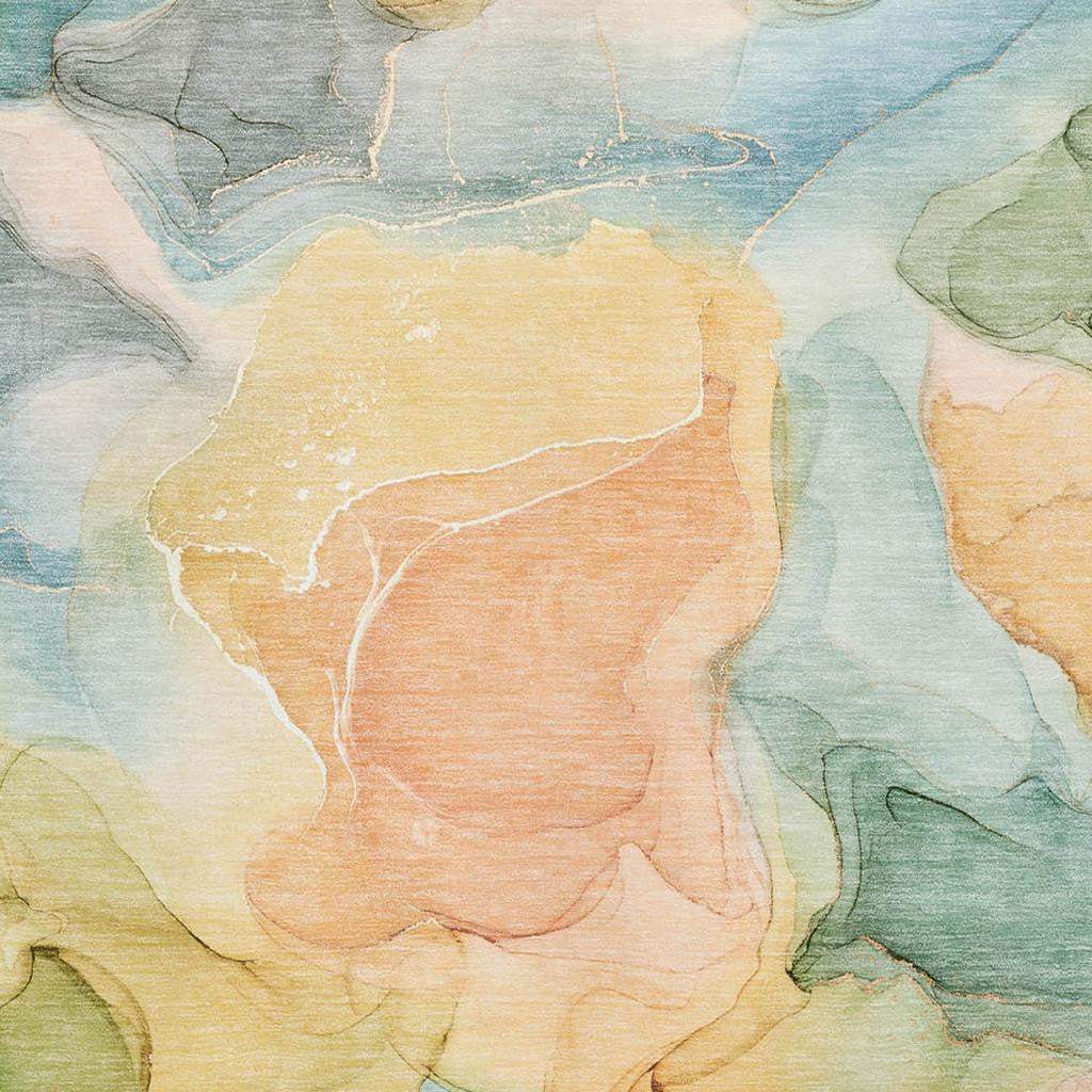 8' X 10' Blue Green And Orange Abstract Washable Area Rug With UV Protection - HomeRoots - Flyclothing LLC