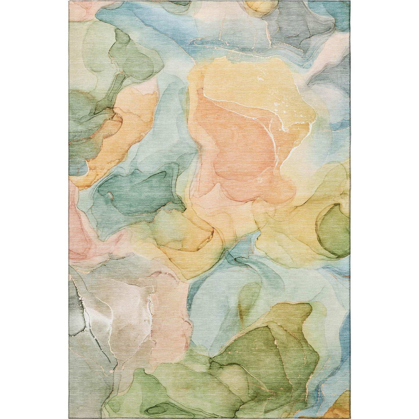 9' X 12' Blue Green And Orange Abstract Washable Area Rug With UV Protection - HomeRoots - Flyclothing LLC