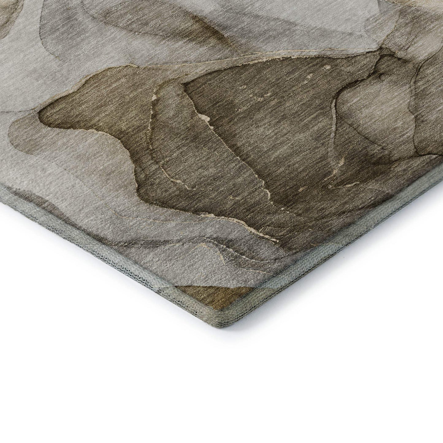 3' X 5' Brown Gray And Ivory Abstract Washable Area Rug With UV Protection - HomeRoots - Flyclothing LLC