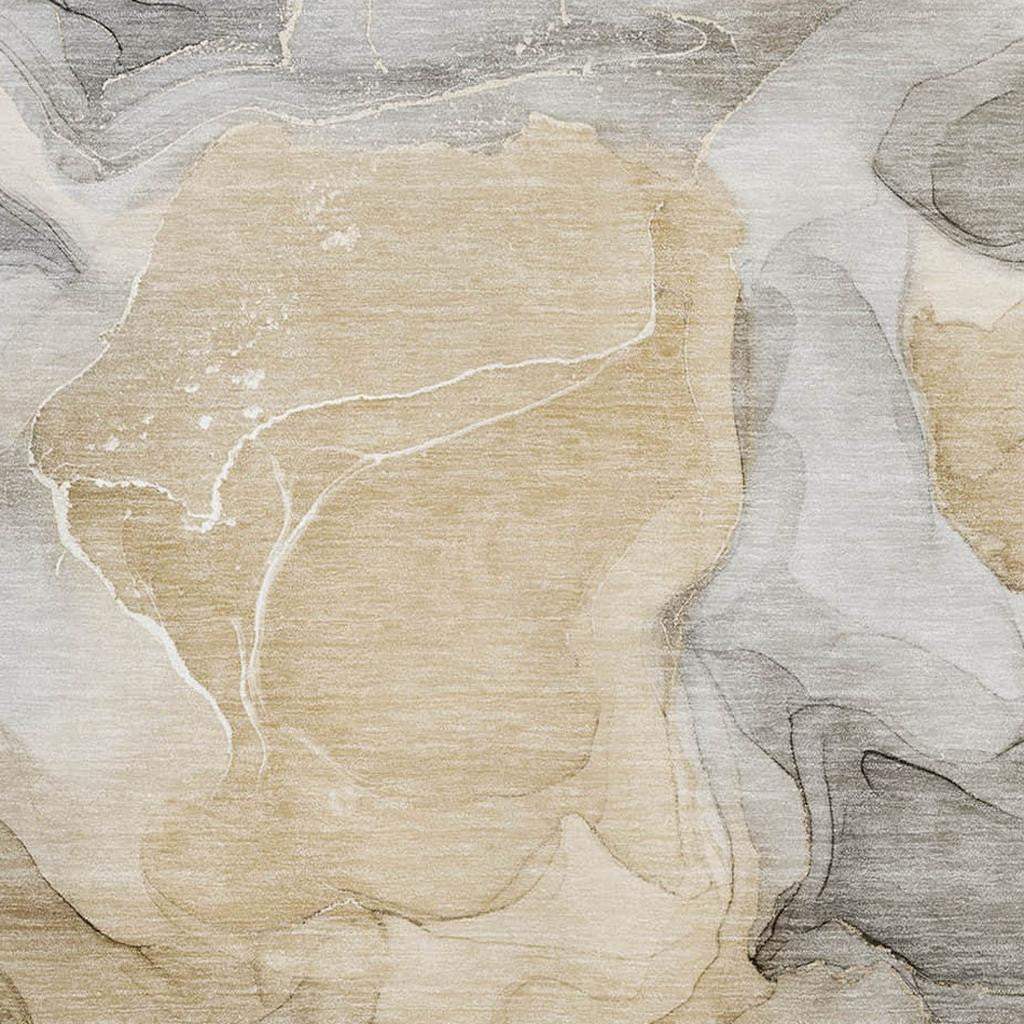 3' X 5' Brown Gray And Ivory Abstract Washable Area Rug With UV Protection - HomeRoots - Flyclothing LLC