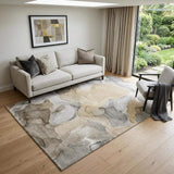 5' X 8' Brown Gray And Ivory Abstract Washable Area Rug With UV Protection - HomeRoots - Flyclothing LLC