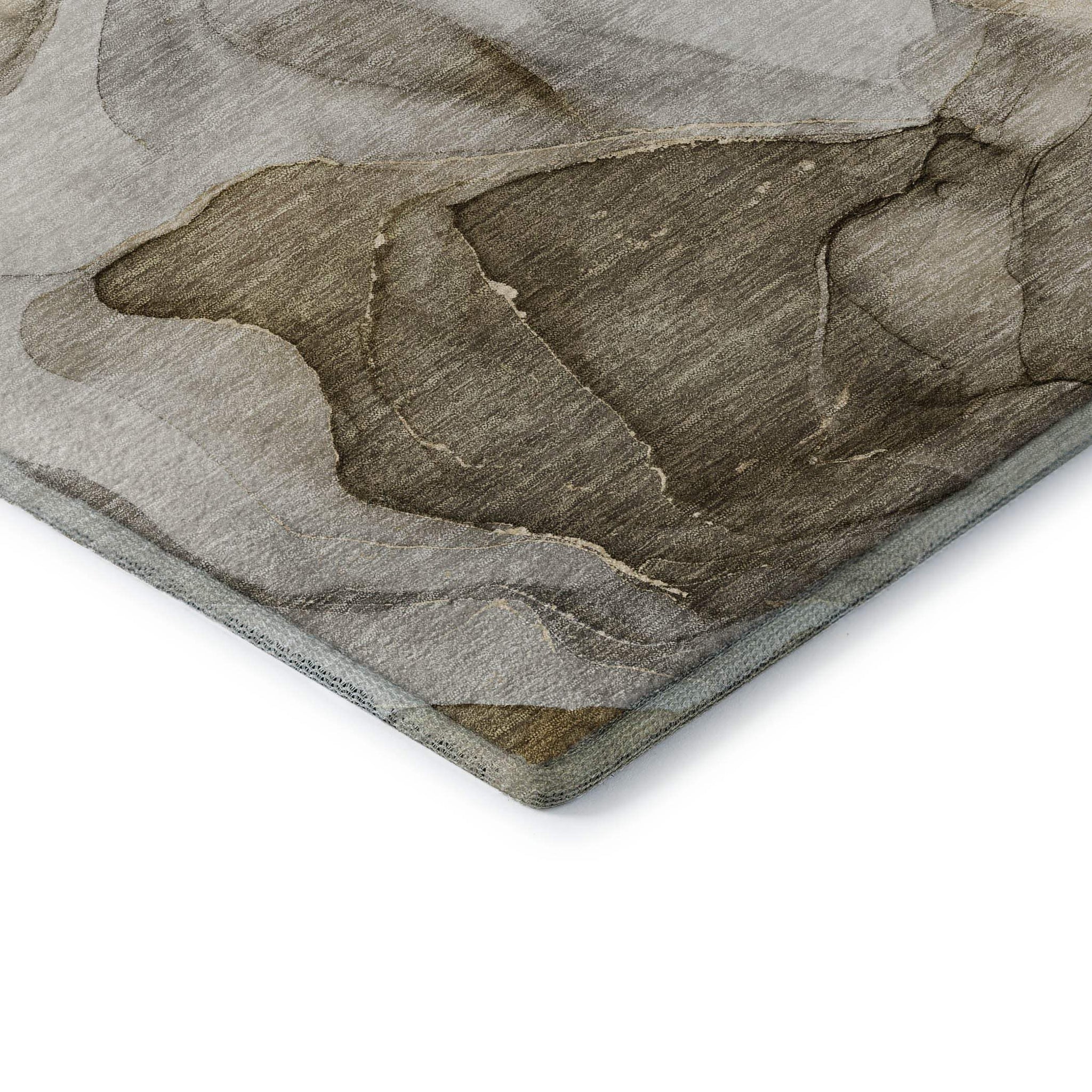 5' X 8' Brown Gray And Ivory Abstract Washable Area Rug With UV Protection - HomeRoots - Flyclothing LLC
