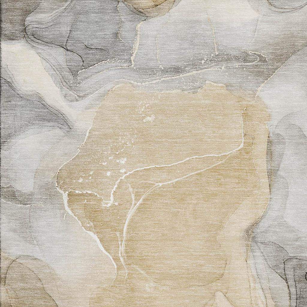 5' X 8' Brown Gray And Ivory Abstract Washable Area Rug With UV Protection - HomeRoots - Flyclothing LLC