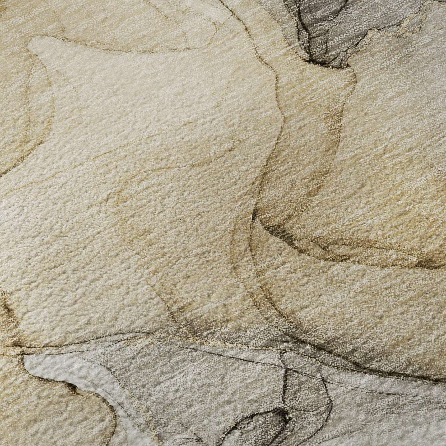 8' Brown Gray And Ivory Abstract Washable Round Rug With UV Protection - HomeRoots - Flyclothing LLC