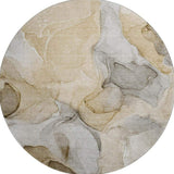 8' Brown Gray And Ivory Abstract Washable Round Rug With UV Protection - HomeRoots - Flyclothing LLC
