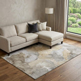 9' X 12' Brown Gray And Ivory Abstract Washable Area Rug With UV Protection - HomeRoots - Flyclothing LLC
