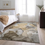 9' X 12' Brown Gray And Ivory Abstract Washable Area Rug With UV Protection - HomeRoots - Flyclothing LLC