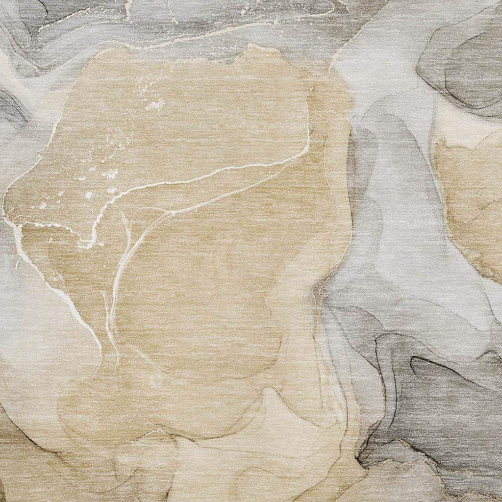 9' X 12' Brown Gray And Ivory Abstract Washable Area Rug With UV Protection - HomeRoots - Flyclothing LLC
