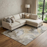 10' X 14' Brown Gray And Ivory Abstract Washable Area Rug With UV Protection - HomeRoots - Flyclothing LLC