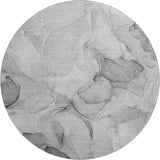 8' Gray And Ivory Abstract Washable Round Rug With UV Protection - HomeRoots - Flyclothing LLC