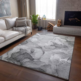 8' X 10' Gray And Ivory Abstract Washable Area Rug With UV Protection - HomeRoots - Flyclothing LLC