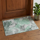 3' X 5' Green Gray And Ivory Abstract Washable Area Rug With UV Protection - HomeRoots - Flyclothing LLC