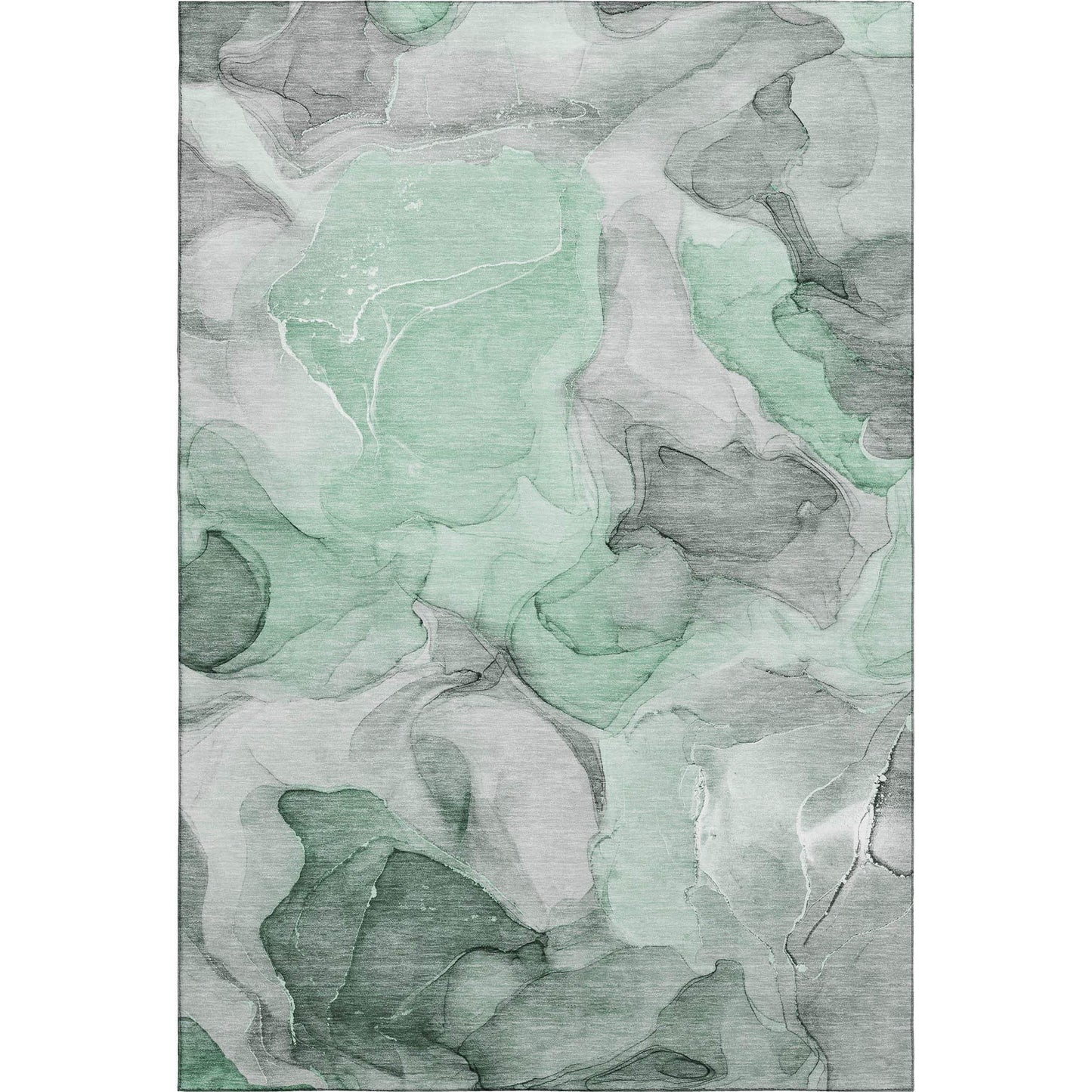 3' X 5' Green Gray And Ivory Abstract Washable Area Rug With UV Protection - HomeRoots - Flyclothing LLC