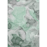 3' X 5' Green Gray And Ivory Abstract Washable Area Rug With UV Protection - HomeRoots - Flyclothing LLC